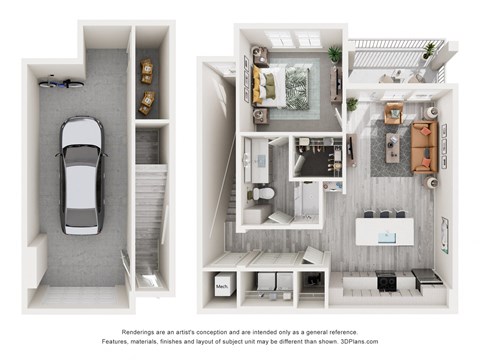 Floor plan for 1 bed, 1 bath, 793 sqft